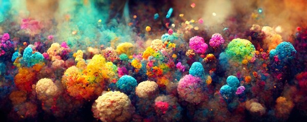 Obraz na płótnie Canvas abstract colorful color splash particles on dark background
