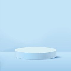 Vector realistic podium on blue background. Empty space for product presentation.