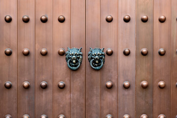 The door and knockers of Chinese temple