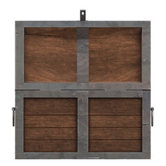 3d rendering illustration of an empty treasure chest