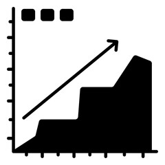 Growth chart icon, solid design vector 