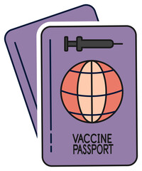 Vaccine Passport Concept of vaccine passport or immunity passport vector for people who are vaccinated or have recovered from or immune to COVID-19 coronavirus and can begin to travel and work again