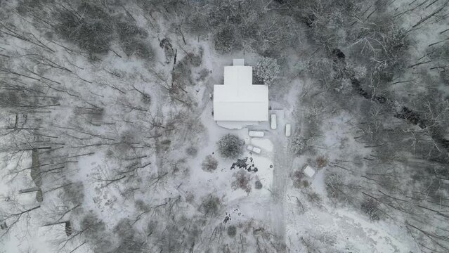 Overhead down shot of light snow falling