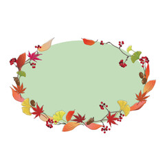 秋の紅葉と実のフレーム・枠