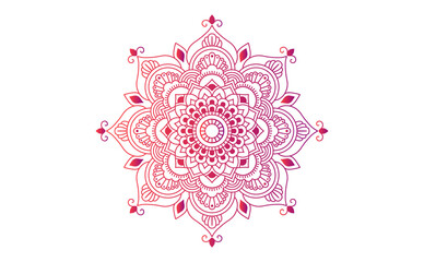 Gradient color mandala on white isolated background, Mandala with floral patterns. Ornaments