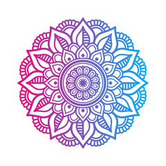 Gradient color mandala on white isolated background, Mandala with floral patterns. Ornaments