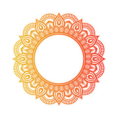 Gradient color mandala on white isolated background, Mandala with floral patterns. Ornaments