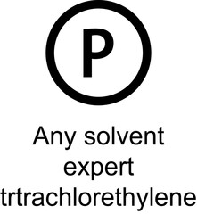 Any solvent expert trtrachlorethylene. Laundry icons. Garment care instructions on labels, machine wash or hand wash signs. 
