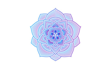 Gradient color mandala on white isolated background, Mandala with floral patterns. Ornaments