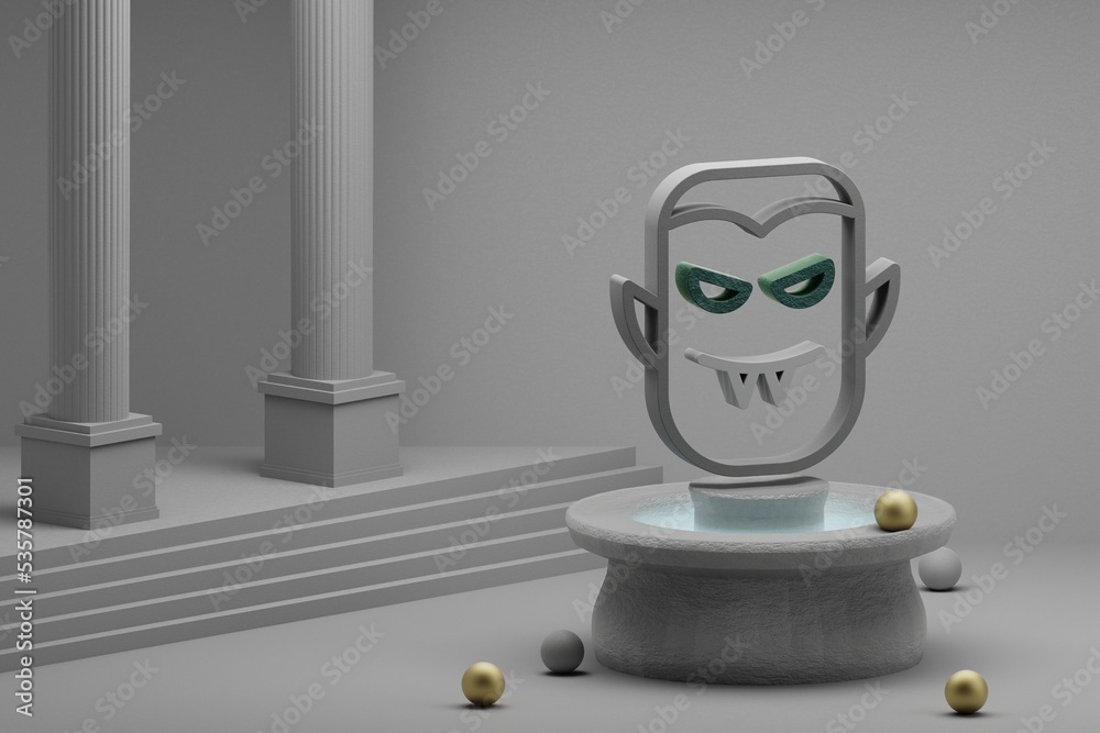 Poster beautiful abstract illustrations halloween vampire symbol icon on a fountain and column background. 
