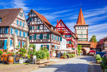 Gengenbach, Germany - Old beautiful town in Schwarzwald (Black Forest) - obrazy, fototapety, plakaty