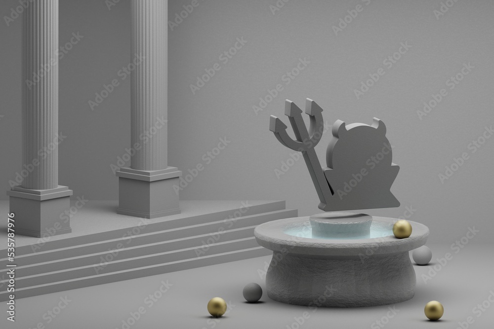 Poster beautiful abstract illustrations grey halloween devil symbol icon on a fountain and column backgroun