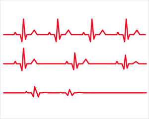 Heartbeat line pulse line isolated on white Background. vector illustration. 