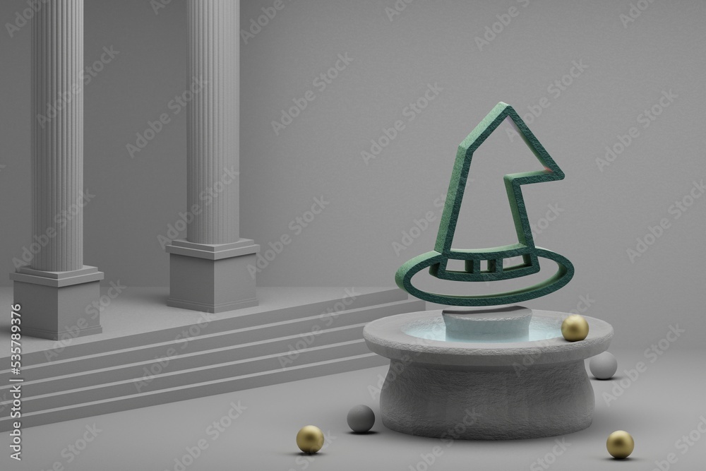 Aufkleber beautiful abstract illustrations green halloween which hat symbol icon on a fountain and column back