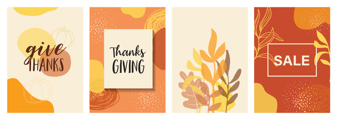 fall amd autumn season design element. Thanksgiving greeting and invitation card , postcard, flyers and other graphic design, vector illustration