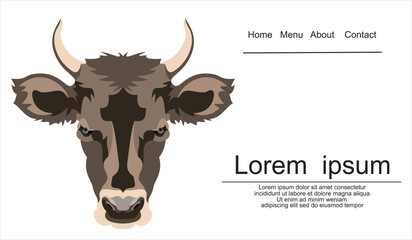 Vector image of a cow head design. Vector cow logo. Farm Animals.