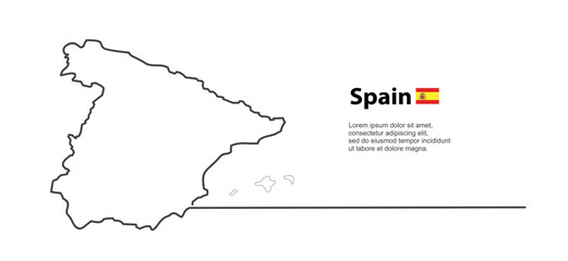 Continuous one line drawing of Spain