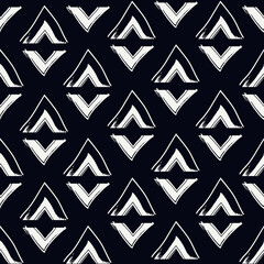 Fototapeta premium Paint brush rhombuses ornament. Seamless lozenges pattern. Hand drawn diamonds backdrop. Tiles wallpaper. Ethnic motif. Geometric background. Digital paper. Geometrical textile print.