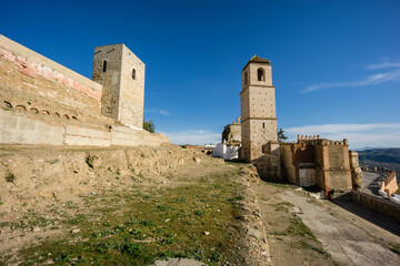 Fototapeta na wymiar Castillo de Álora, recinto amurallado, siglo X, Cerro de Las Torres. monumento nacional , Álora, Malaga, Andalucia, Spain