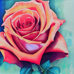 Rote Rose Blütenblätter Aquarell oder Wasserfarben Gemälde