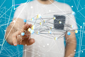 cloud connected to many objects on a virtual screen.