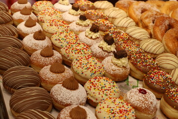 Oriental sweets and cakes are sold at a bazaar in Israel.