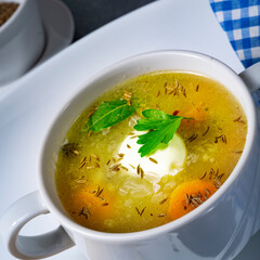 Delicious Old Polish caraway soup with cream