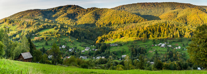 Carpathian rural landscape, Hutsulshchyna National Park, Ukraine