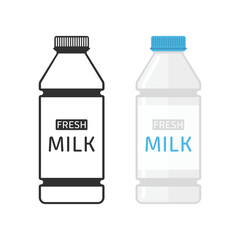 Milk bottle icon in flat style. Bottle of milk isolated on white background. Vector illustration EPS 10.