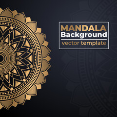 Abstract gold luxury mandala background vector illustration template, Circular ornamental arabesque pattern for print, poster, cover, brochure, flyer