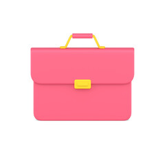 Bright briefcase with handle for carrying and golden clasp 3d icon  illustration