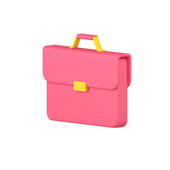 Modern business briefcase or schoolbag for carrying documents 3d isometric icon  illustration
