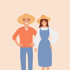 A man and a woman are farmers.  Sertanejo music. Vector illustration