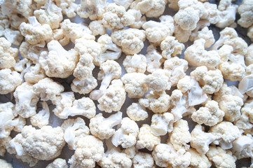 Cauliflower inflorescences  close-up  top view