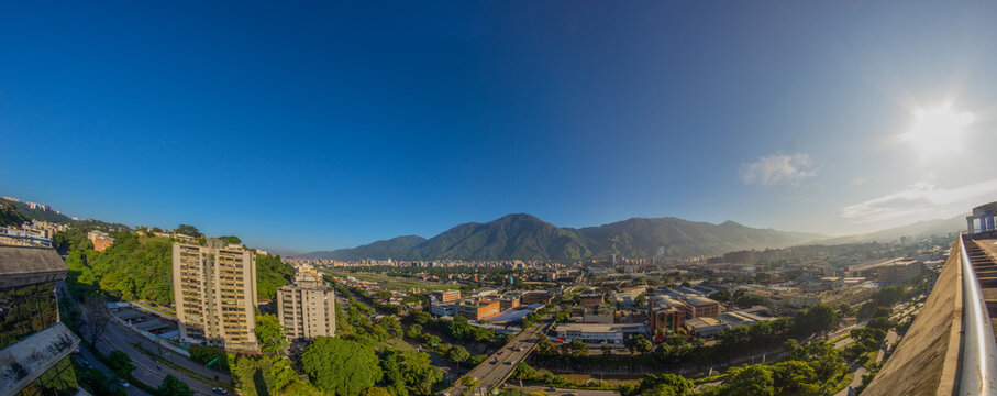 Caracas skyline. Panoramic image of Caracas and El Avila mountain. Caracas - Venezuela. 