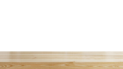 Wooden board table isolated on transparent background.
