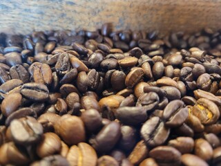 Coffee beans background. Space for text
