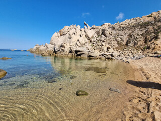 Fototapeta na wymiar lonely beach Spiaggia Cala Francese in Capo Testa, Sardinia, Italy