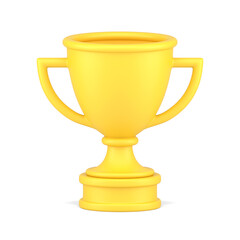 Yellow cup winner 3d icon. Main prize for successful champion