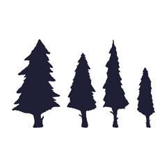 set of  pine christmas trees