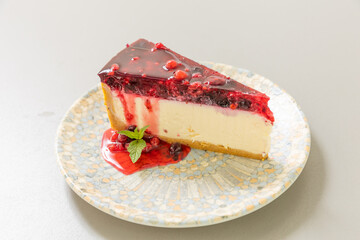 Cheesecake served on a plate