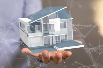 home choice Big data and artificial intelligence concept. Machine learning and cyber mind domination