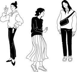 おしゃれな女性のベクター線画