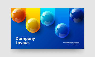 Bright presentation vector design concept. Abstract 3D spheres leaflet template.