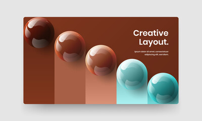 Creative realistic spheres postcard template. Abstract leaflet design vector concept.
