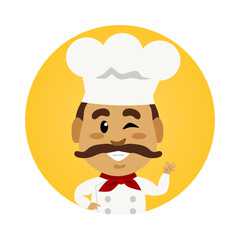 Chef smiling and winking with OK hand sign