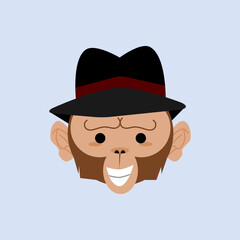 Monkey wearing fedora hat
