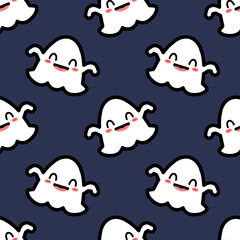 Seamless pattern of ghost cartoon character