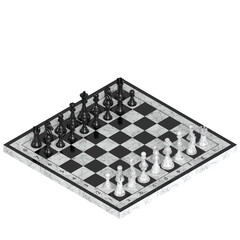 3d rendering illustration of a chess set