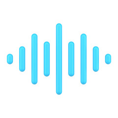 Sound wave 3d icon. Blue bars for voice and audio frequencies